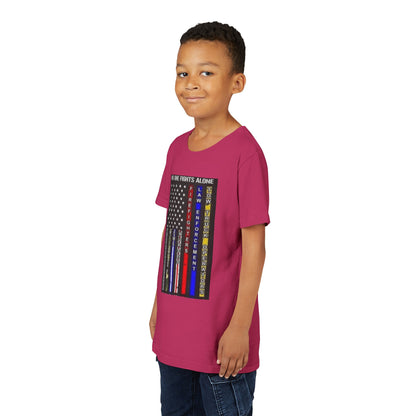 No One Fights Alone Youth Unisex Short Sleeve Crewneck Tee