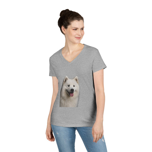 Samoyed Head Women's V-Neck T-Shirt
