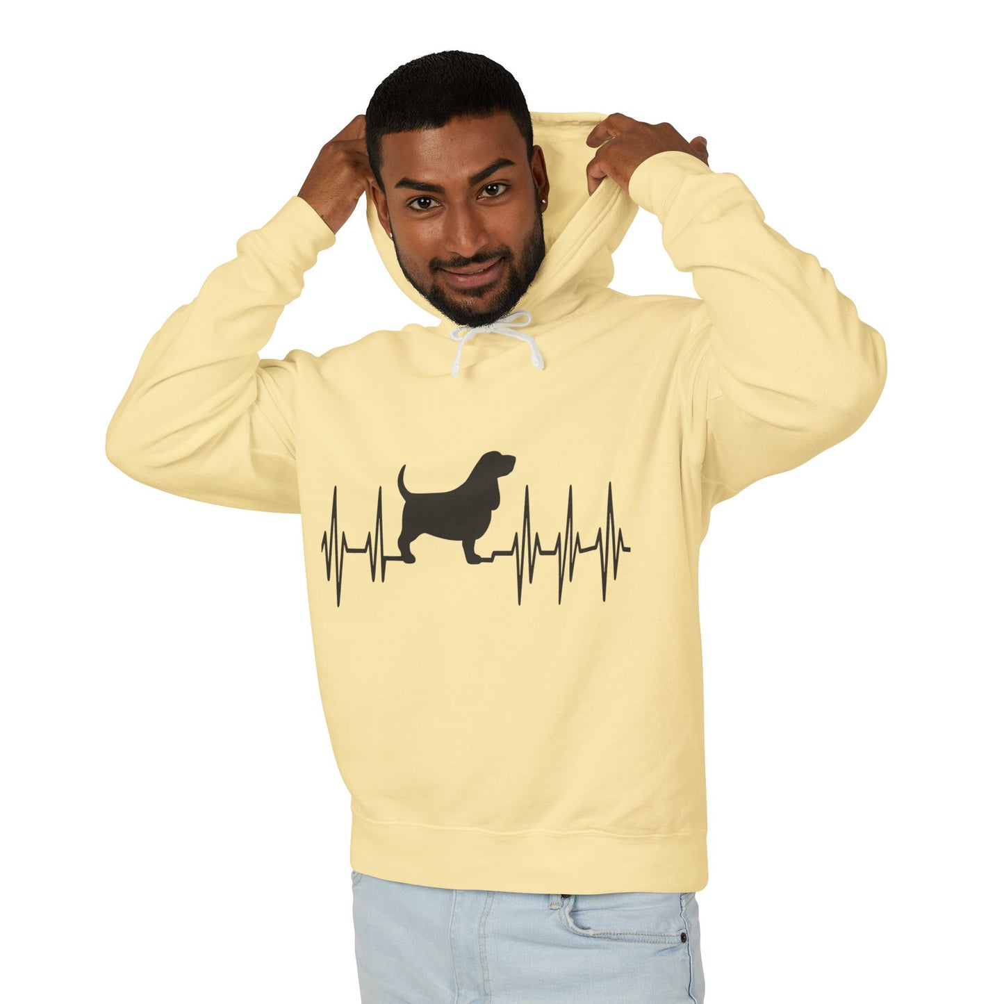My Heart Beats For Bassets Unisex Lightweight Hoodie