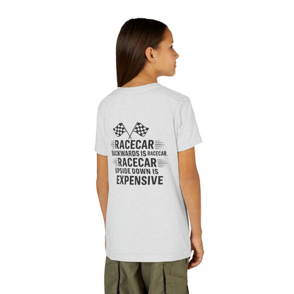Racecar Backwards Youth Unisex Short Sleeve Crewneck Tee