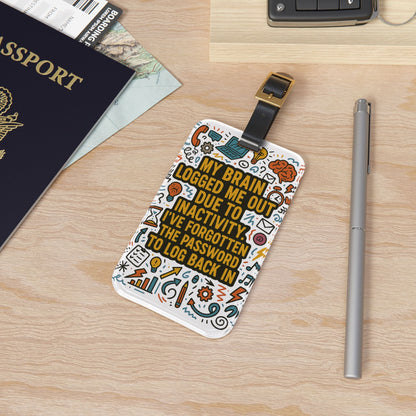 Logged Out Leather Strap Luggage Tag