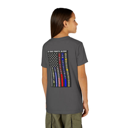 No One Fights Alone Youth Unisex Short Sleeve Crewneck Tee