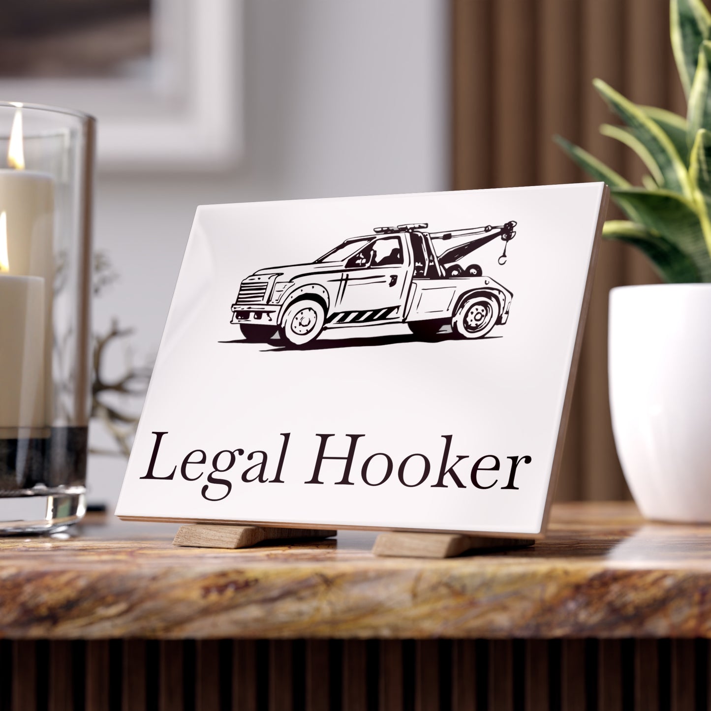Legal H**ker  Wheel Lift Tow Truck Ceramic Photo Tile