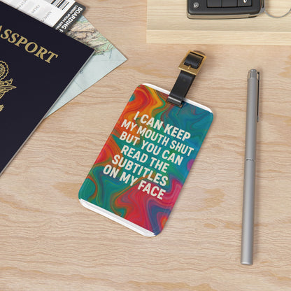 Subtitles Leather Strap Luggage Tag