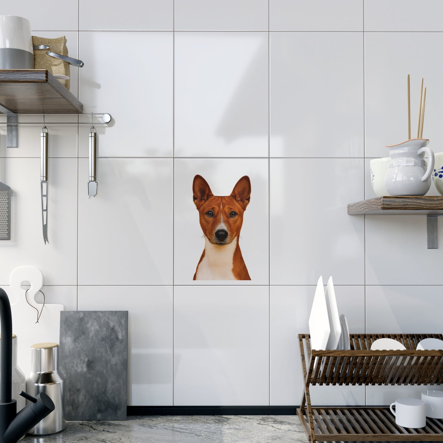 Basenji Head Ceramic Photo Tile