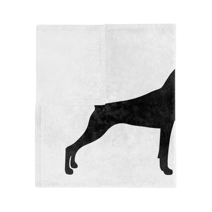 Doberman Silhouette Velveteen Microfiber Blanket