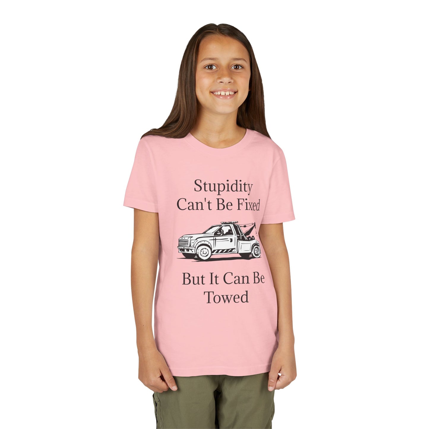 Stupidity Wheel Lift Tow Truck Youth Unisex Short Sleeve Crewneck Tee