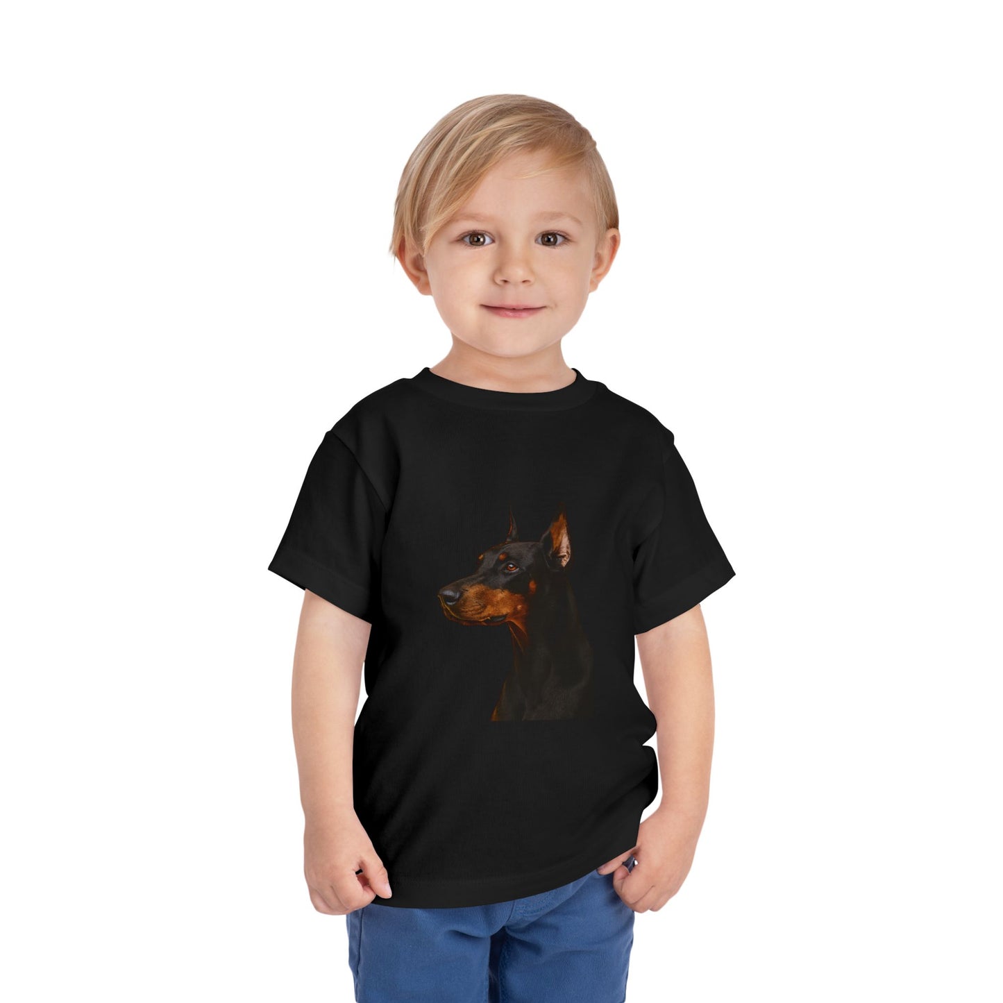 Doberman Head Toddler Unisex Short Sleeve Crewneck Tee