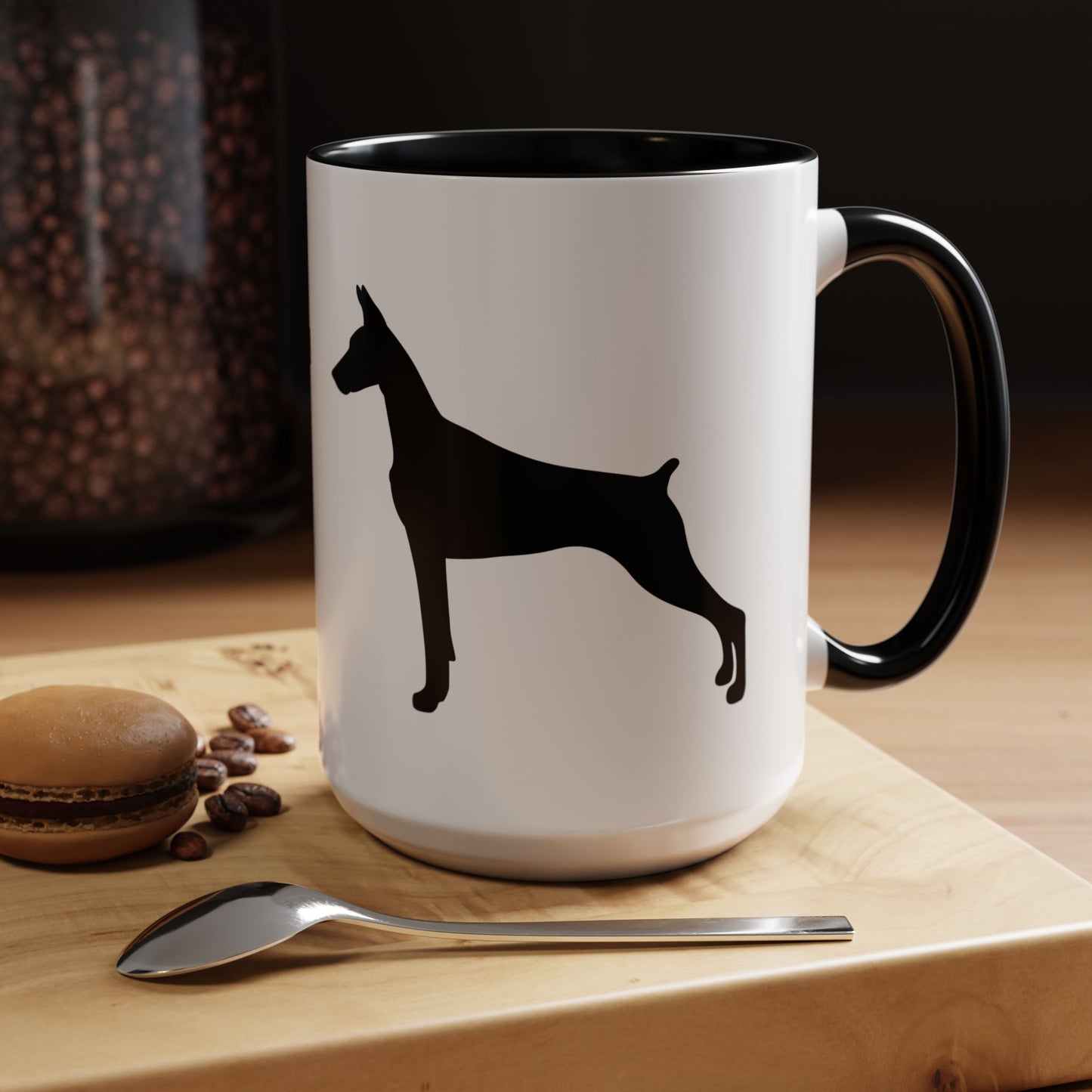 Doberman Silhouette 2-Tone Coffee Mug