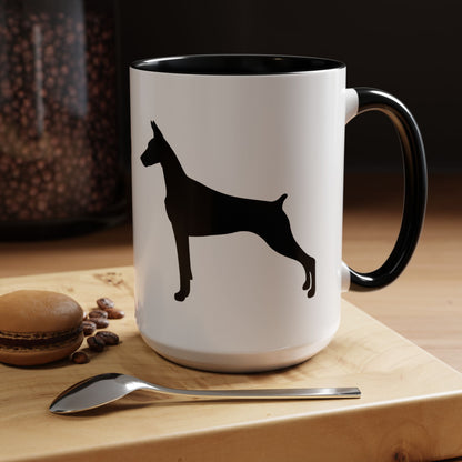 Doberman Silhouette 2-Tone Coffee Mug
