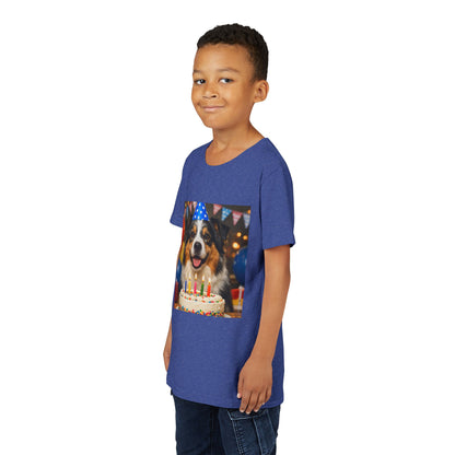 Birthday Buddy Aussie Youth Unisex Short Sleeve Crewneck Tee