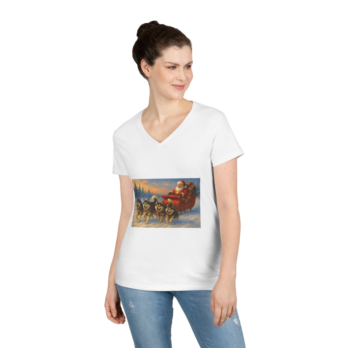 Dashing Through The Snow Women's V-Neck T-Shirt