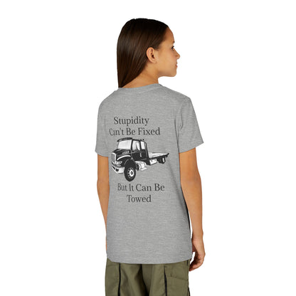 Stupidity Flatbed Tow Truck Youth Unisex Short Sleeve Crewneck Tee