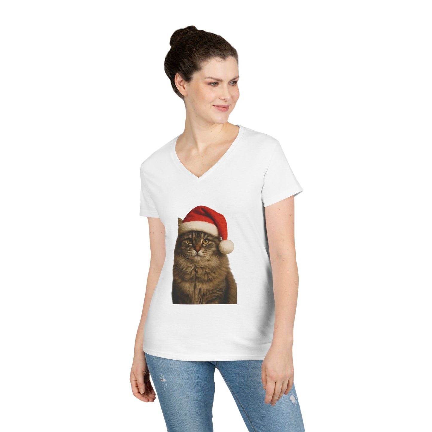 Santa Paws Cat Women's V-Neck T-Shirt