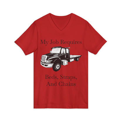 Beds, Straps, And Chains Unisex Short Sleeve V-Neck Tee