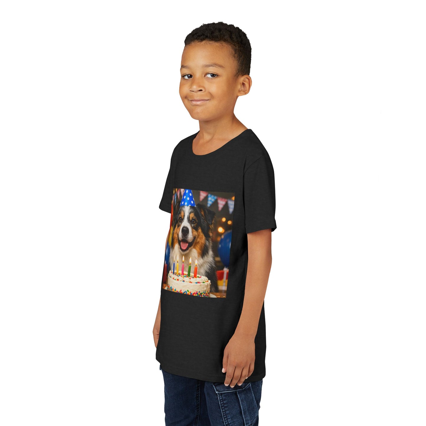 Birthday Buddy Aussie Youth Unisex Short Sleeve Crewneck Tee