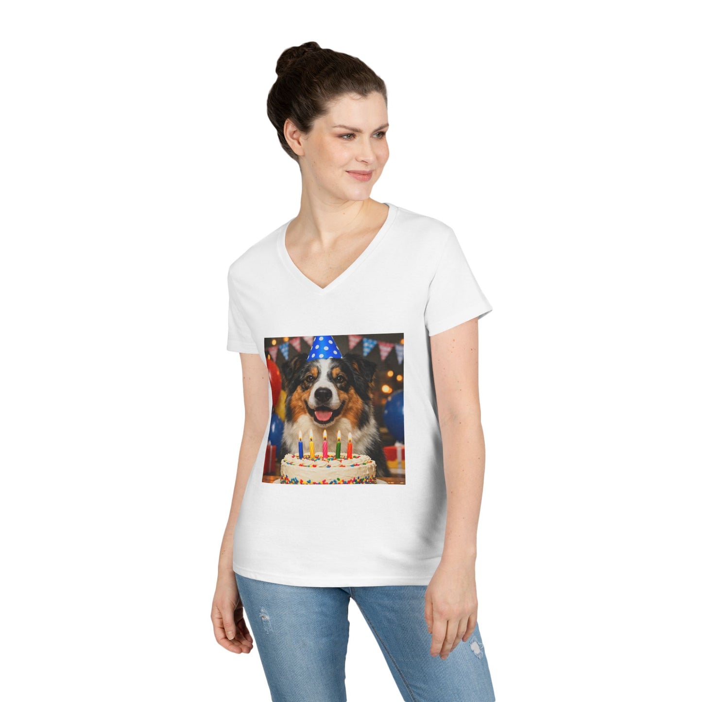 Birthday Buddy Aussie Women's V-Neck T-Shirt