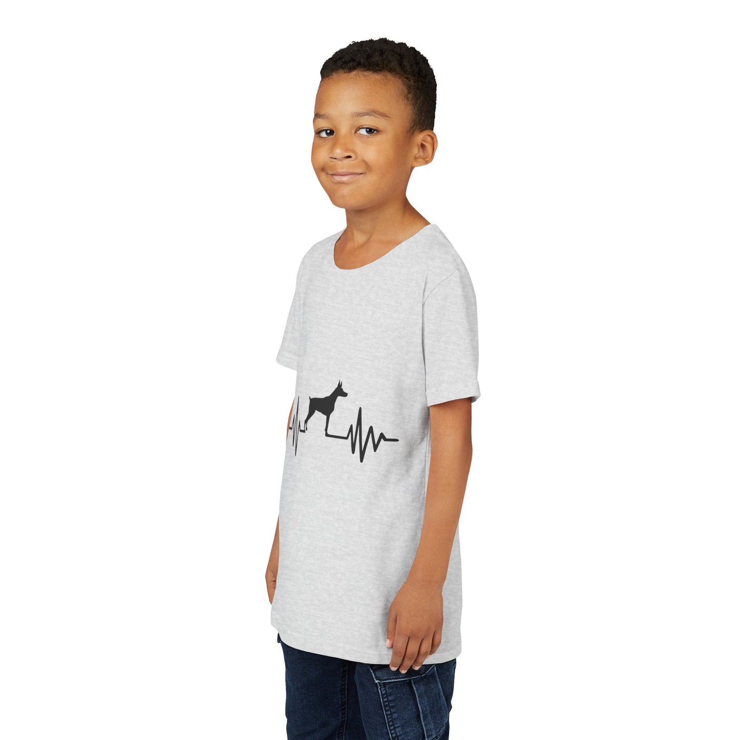 My Heart Beats For Dobermans Youth Unisex Short Sleeve Crewneck Tee