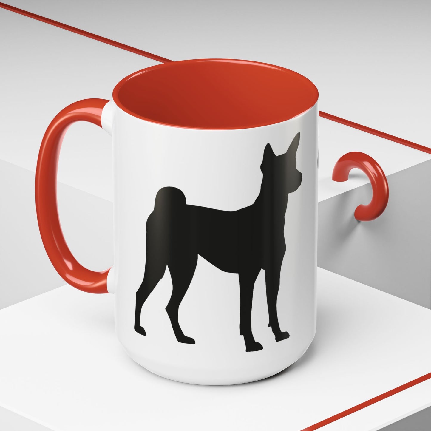 Basenji Silhouette 2-Tone Coffee Mug
