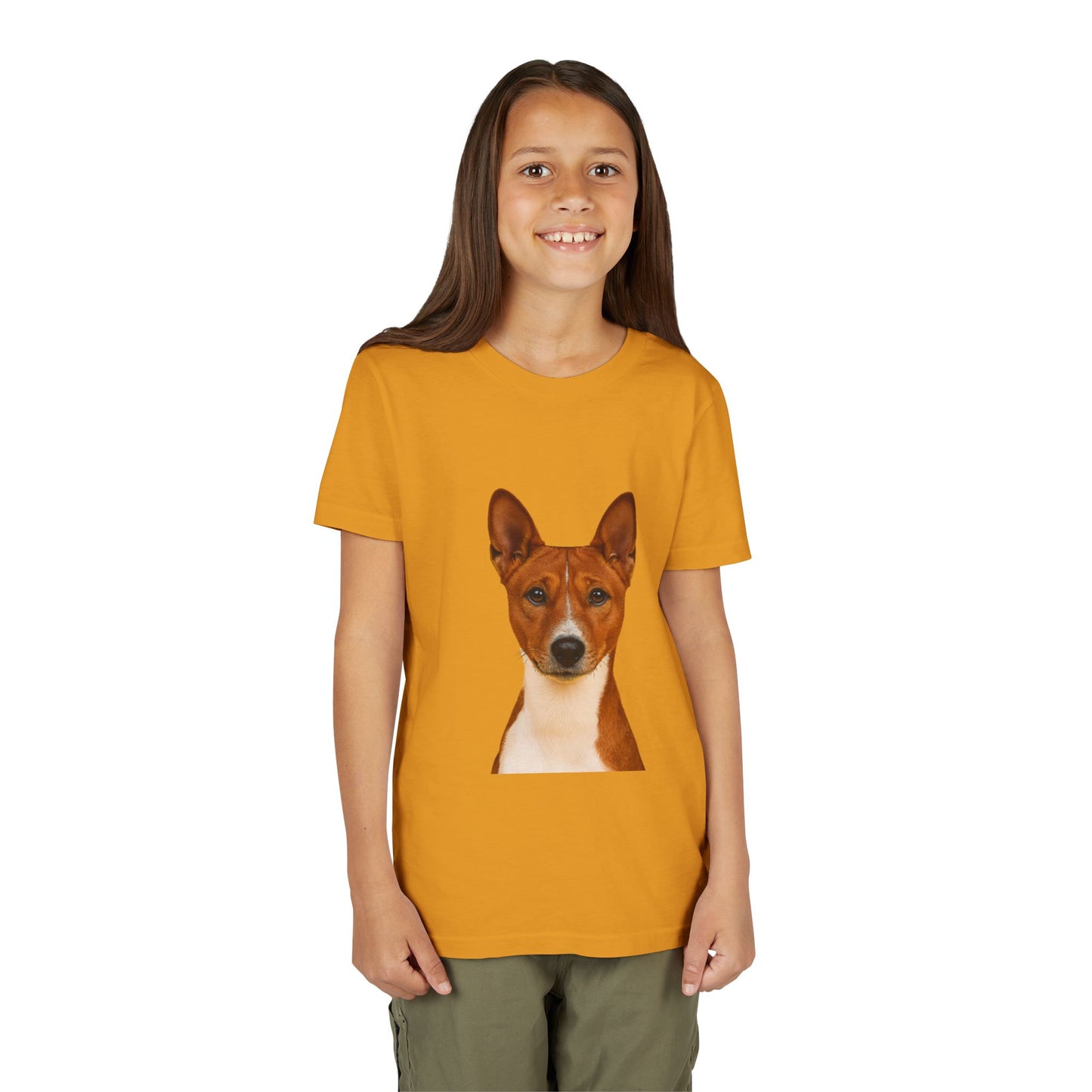 Basenji Head Youth Unisex Short Sleeve Crewneck Tee