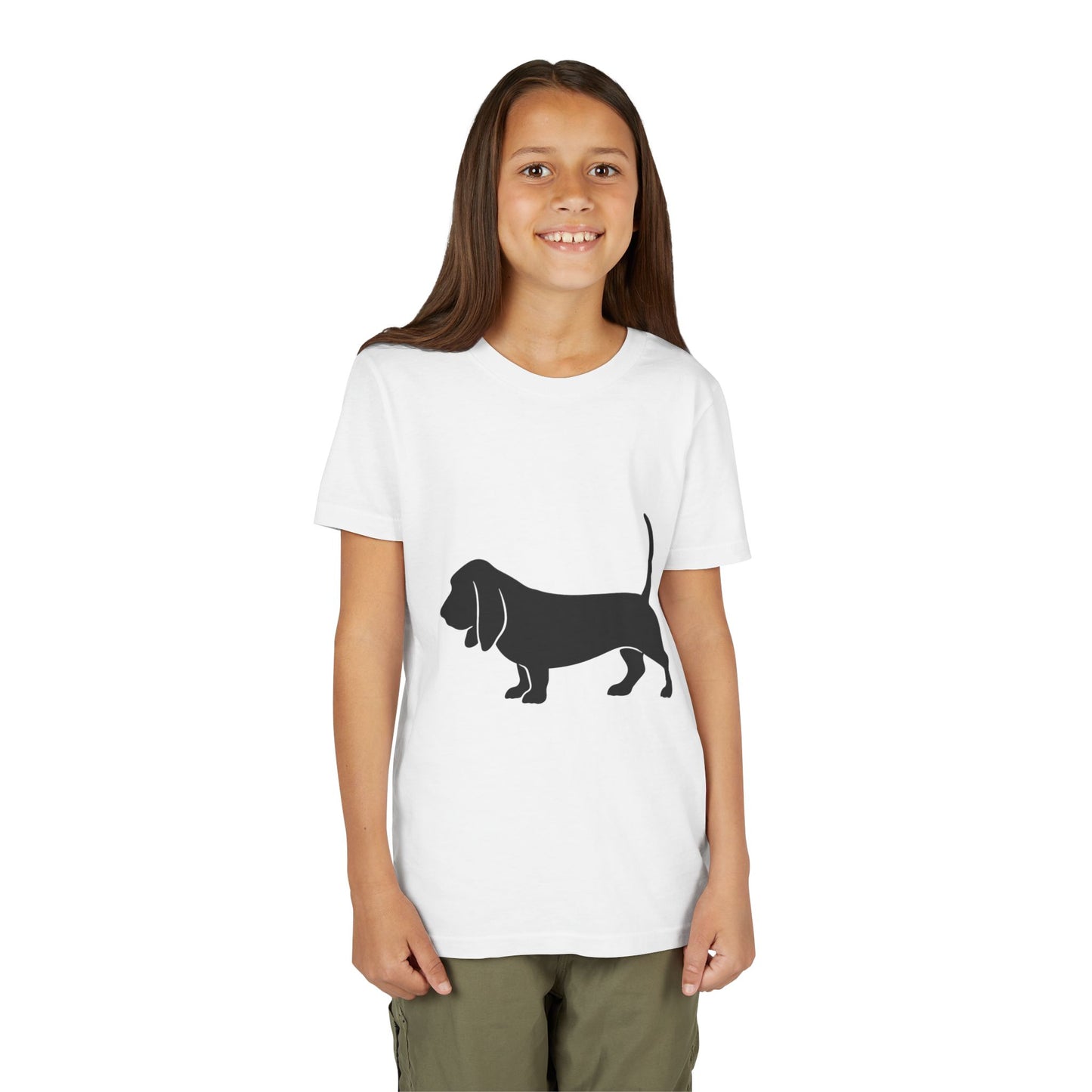 Basset Silhouette Youth Unisex Short Sleeve Crewneck Tee