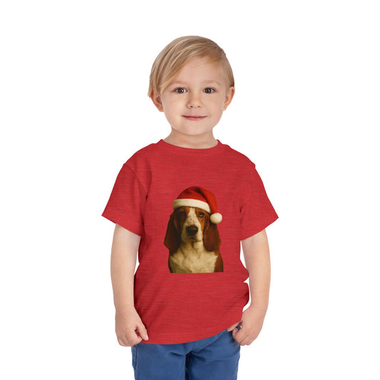 Santa Paws Basset Toddler Unisex Short Sleeve Crewneck Tee