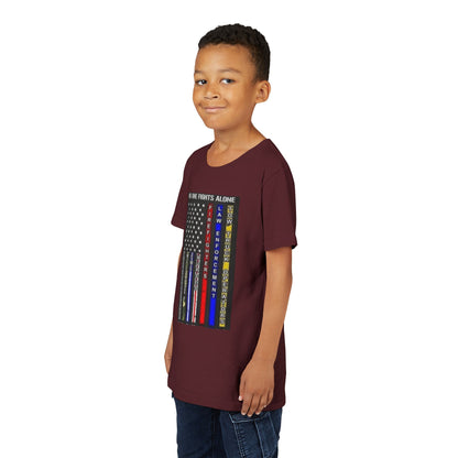No One Fights Alone Youth Unisex Short Sleeve Crewneck Tee