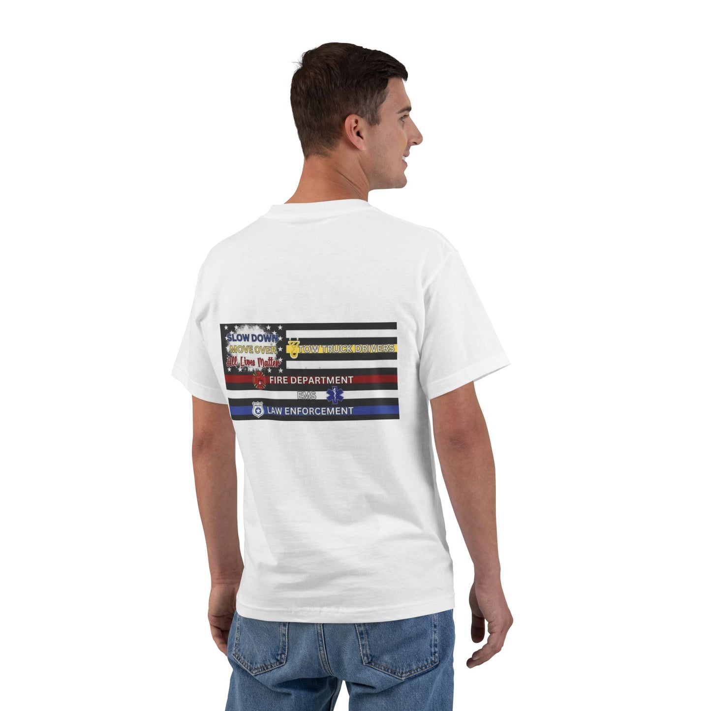 Slow Down Move Over Flag Men's Short-Sleeve Crewneck Tee