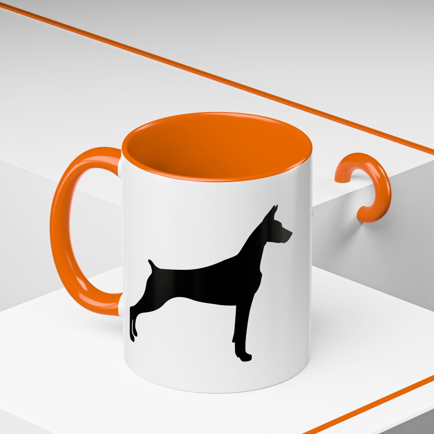 Doberman Silhouette 2-Tone Coffee Mug