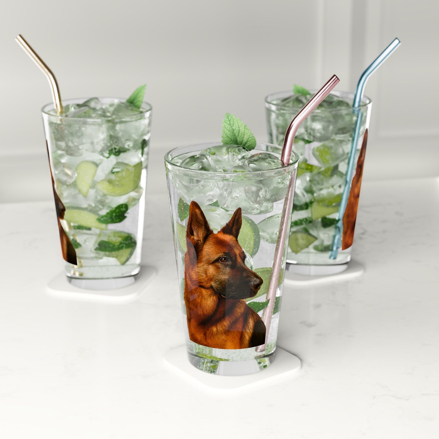 German Shepherd Head Drinking Glass