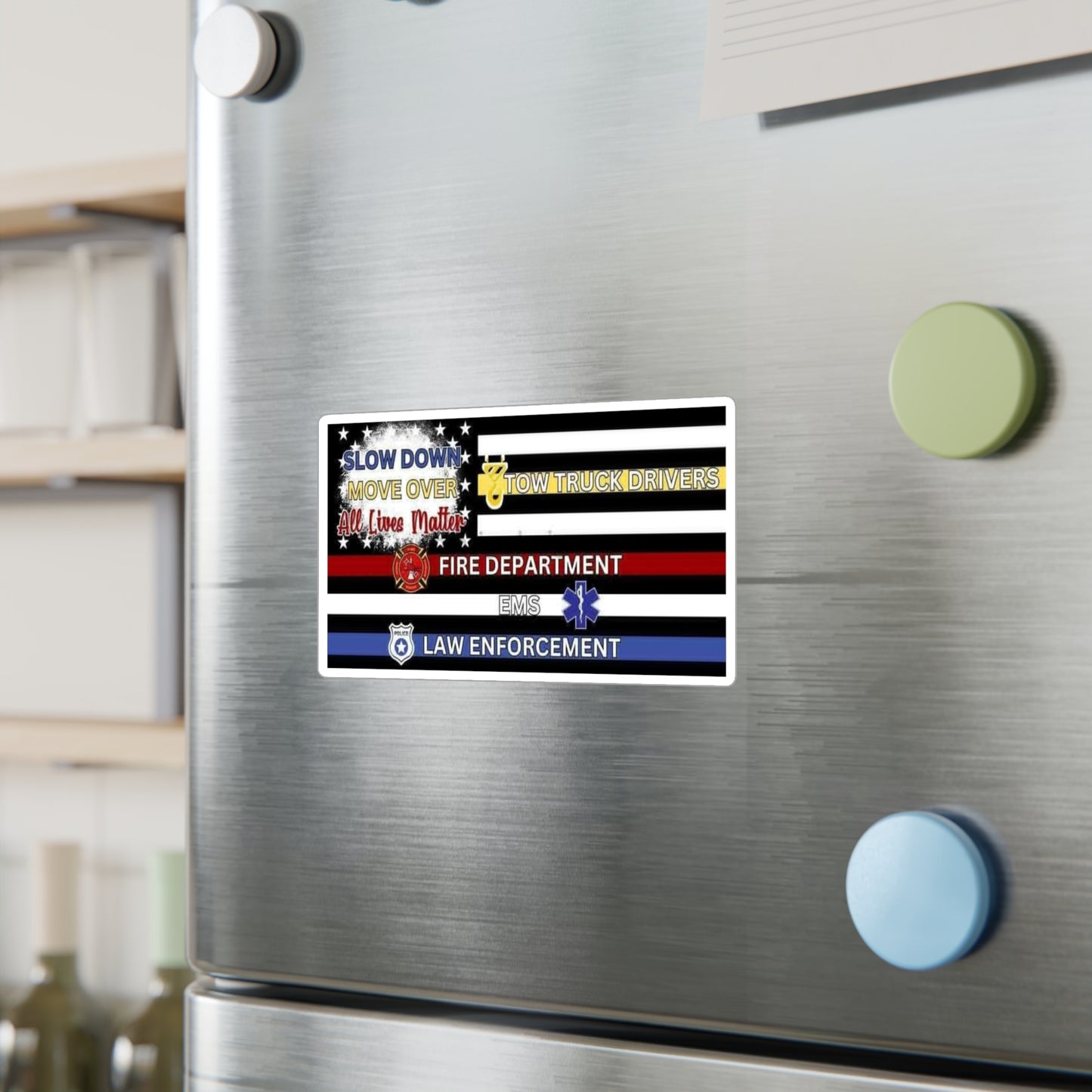 Slow Down Move Over Flag Vinyl Decal