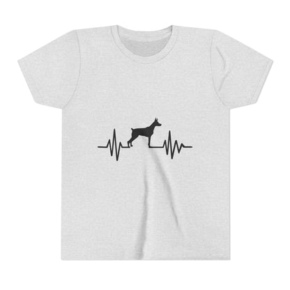 My Heart Beats For Dobermans Youth Unisex Short Sleeve Crewneck Tee