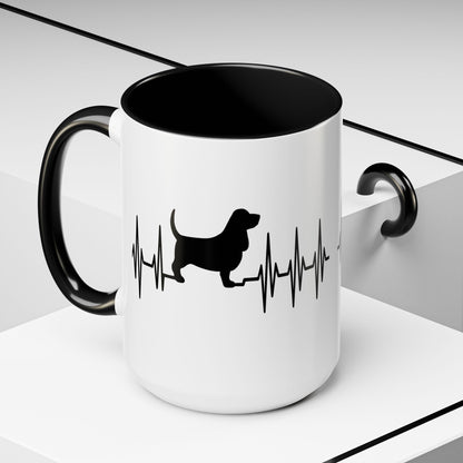 My Heart Beats For Bassets 2-Tone Coffee Mug