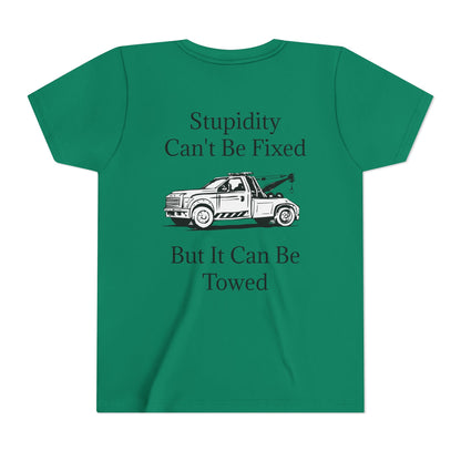 Stupidity Wheel Lift Tow Truck Youth Unisex Short Sleeve Crewneck Tee