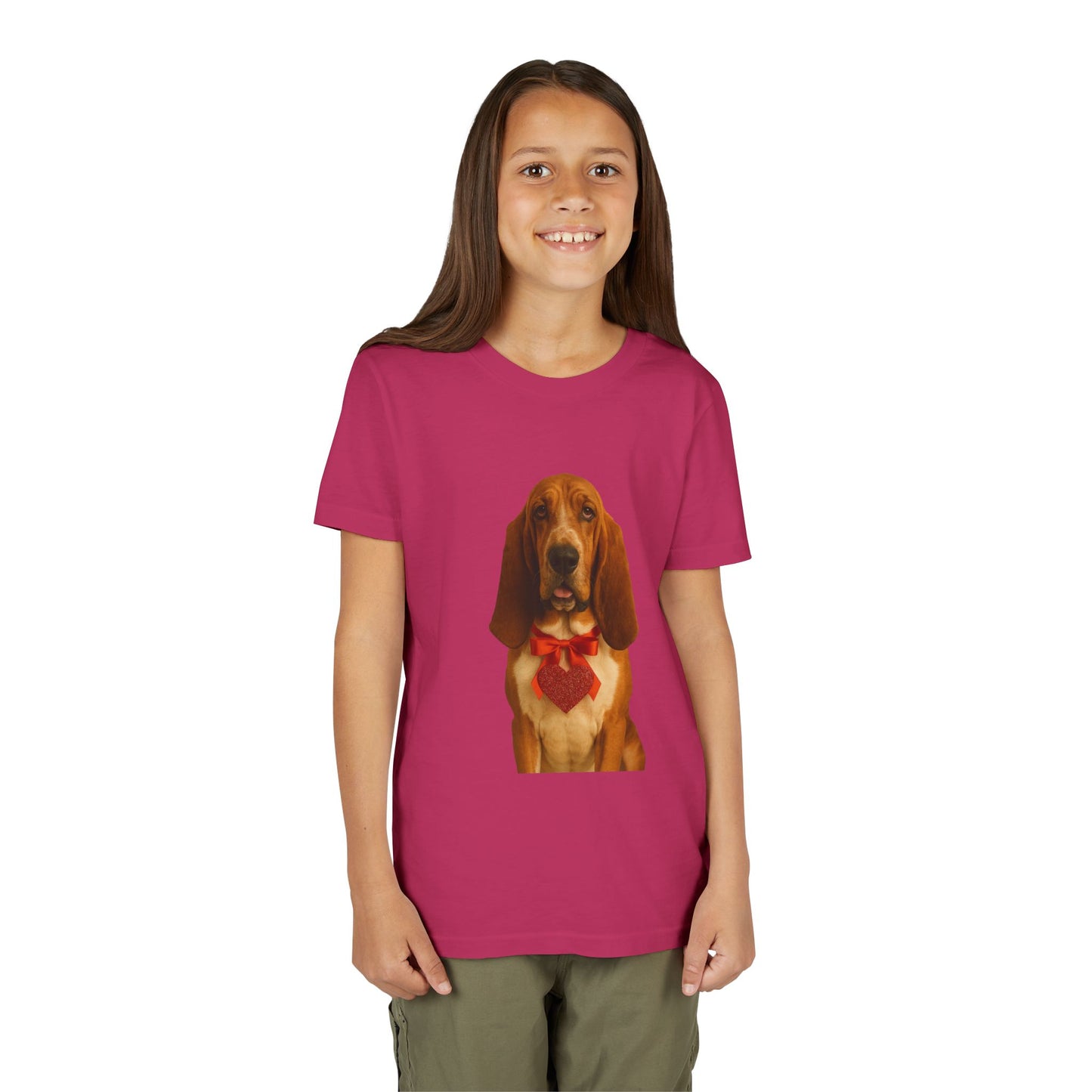 Cupid's Companion Basset Youth Unisex Short Sleeve Crewneck Tee
