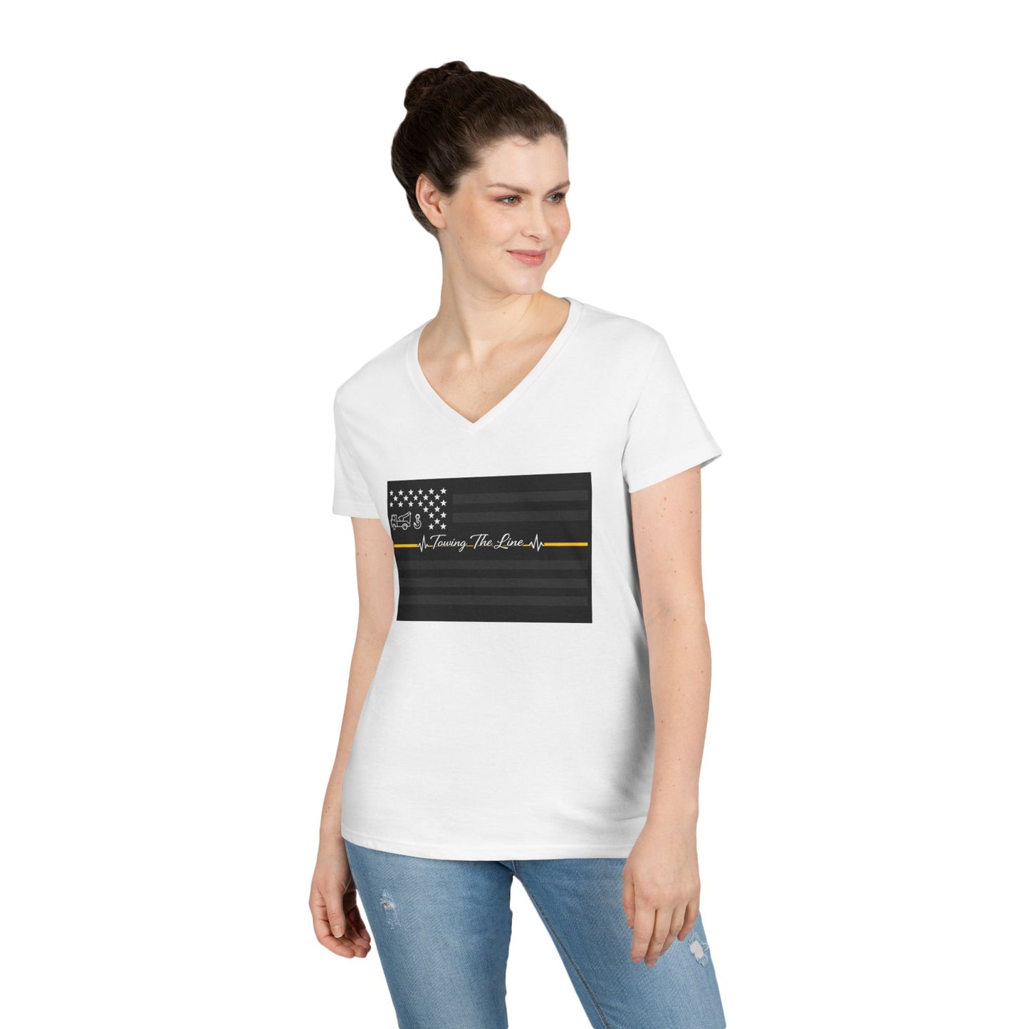 Thin Yellow Line Women's V-Neck T-Shirt