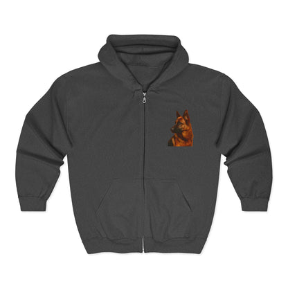 German Shepherd Head Unisex Full Zip Hoodie