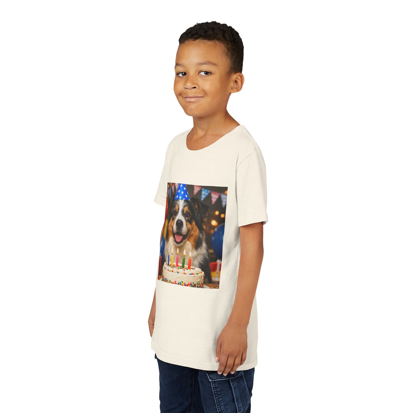 Birthday Buddy Aussie Youth Unisex Short Sleeve Crewneck Tee