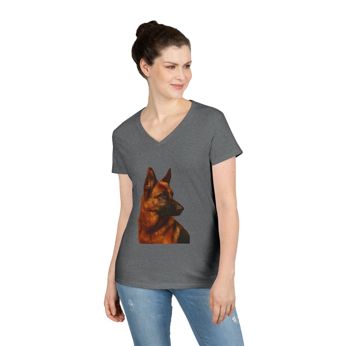 German Shepherd Head Women's V-Neck T-Shirt
