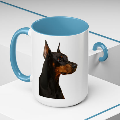 Doberman Head 2-Tone Coffee Mug