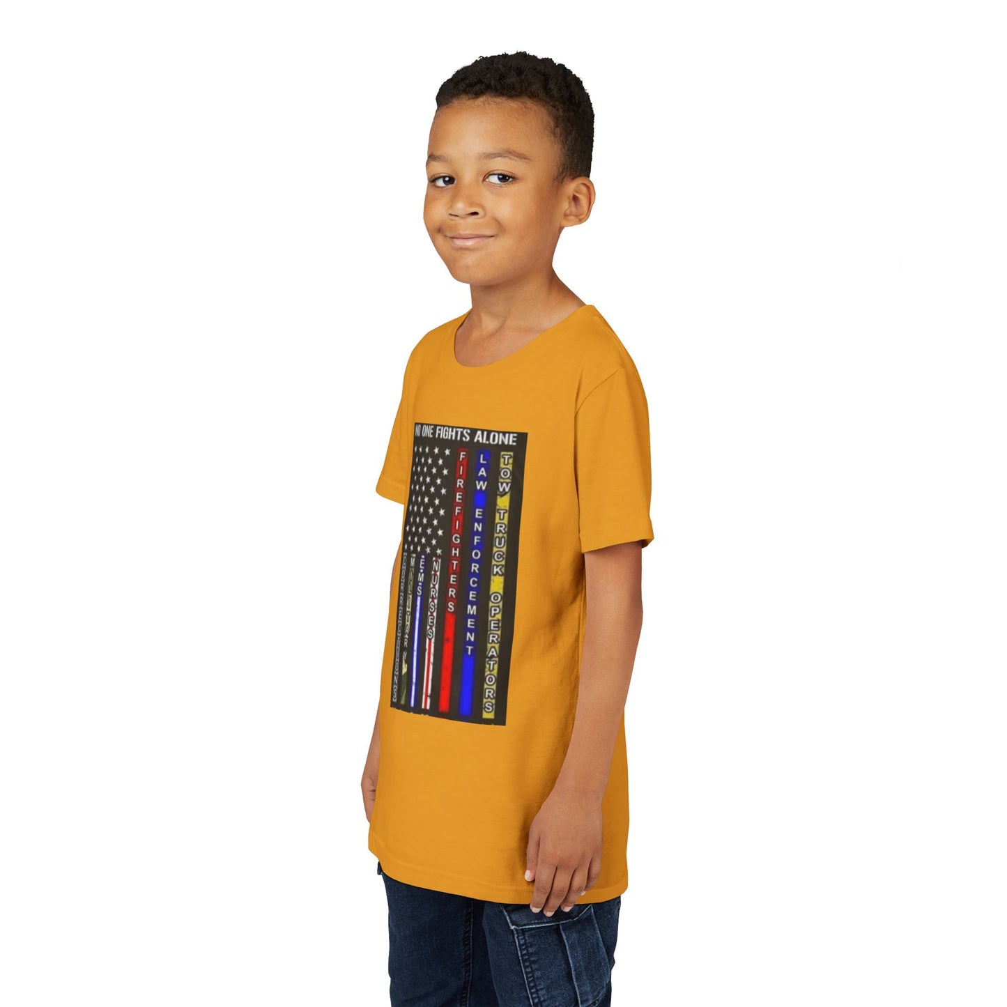 No One Fights Alone Youth Unisex Short Sleeve Crewneck Tee