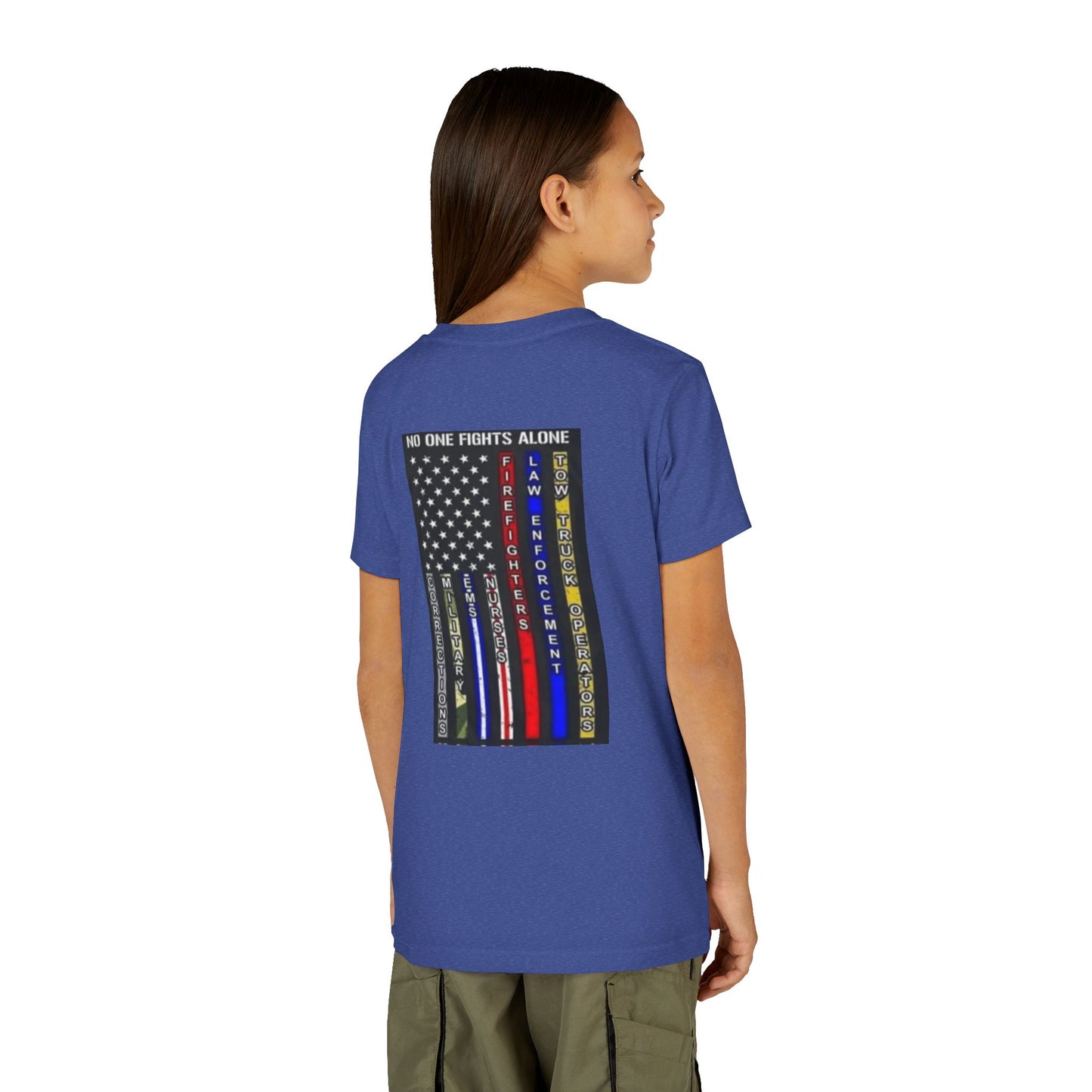 No One Fights Alone Youth Unisex Short Sleeve Crewneck Tee