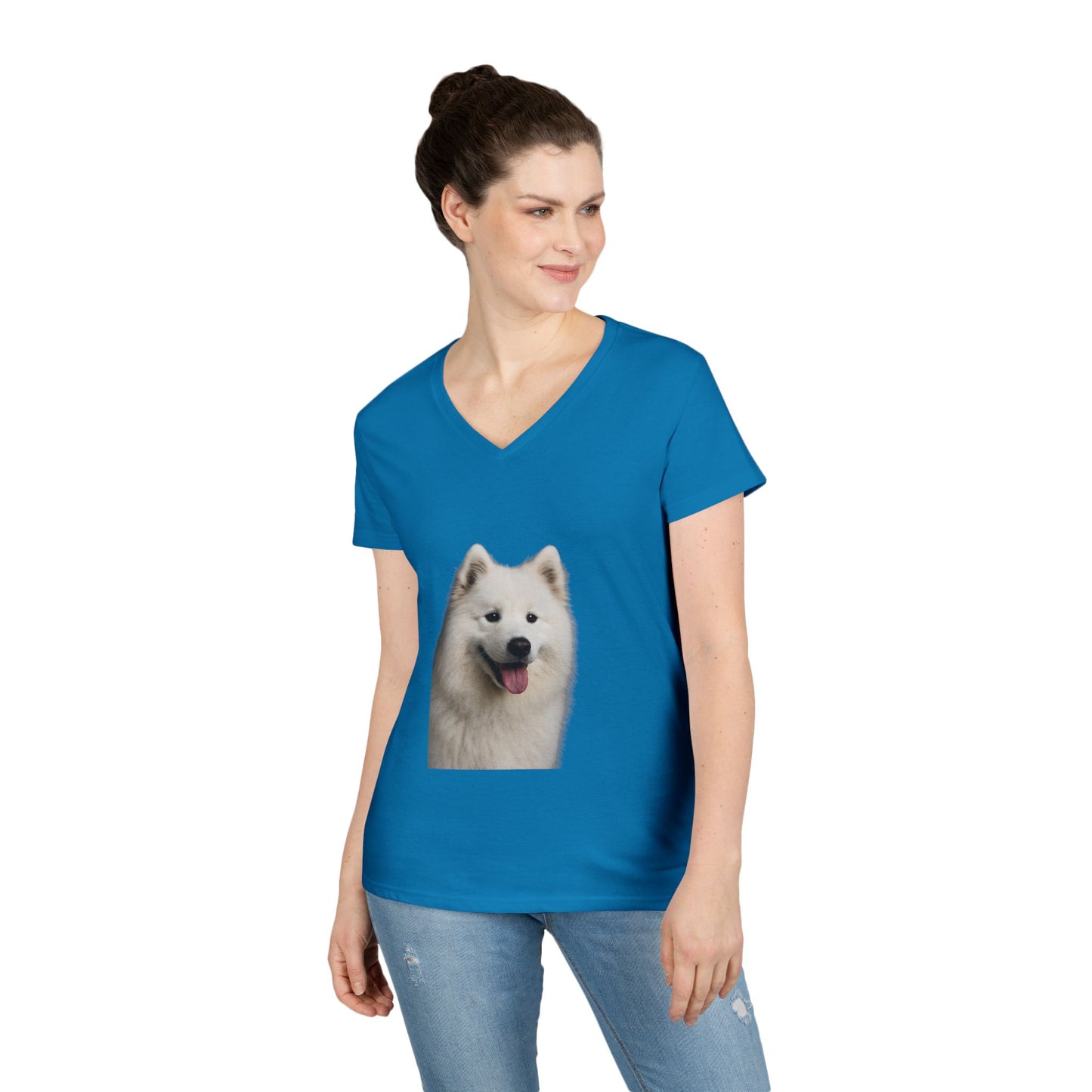Samoyed Head Women's V-Neck T-Shirt
