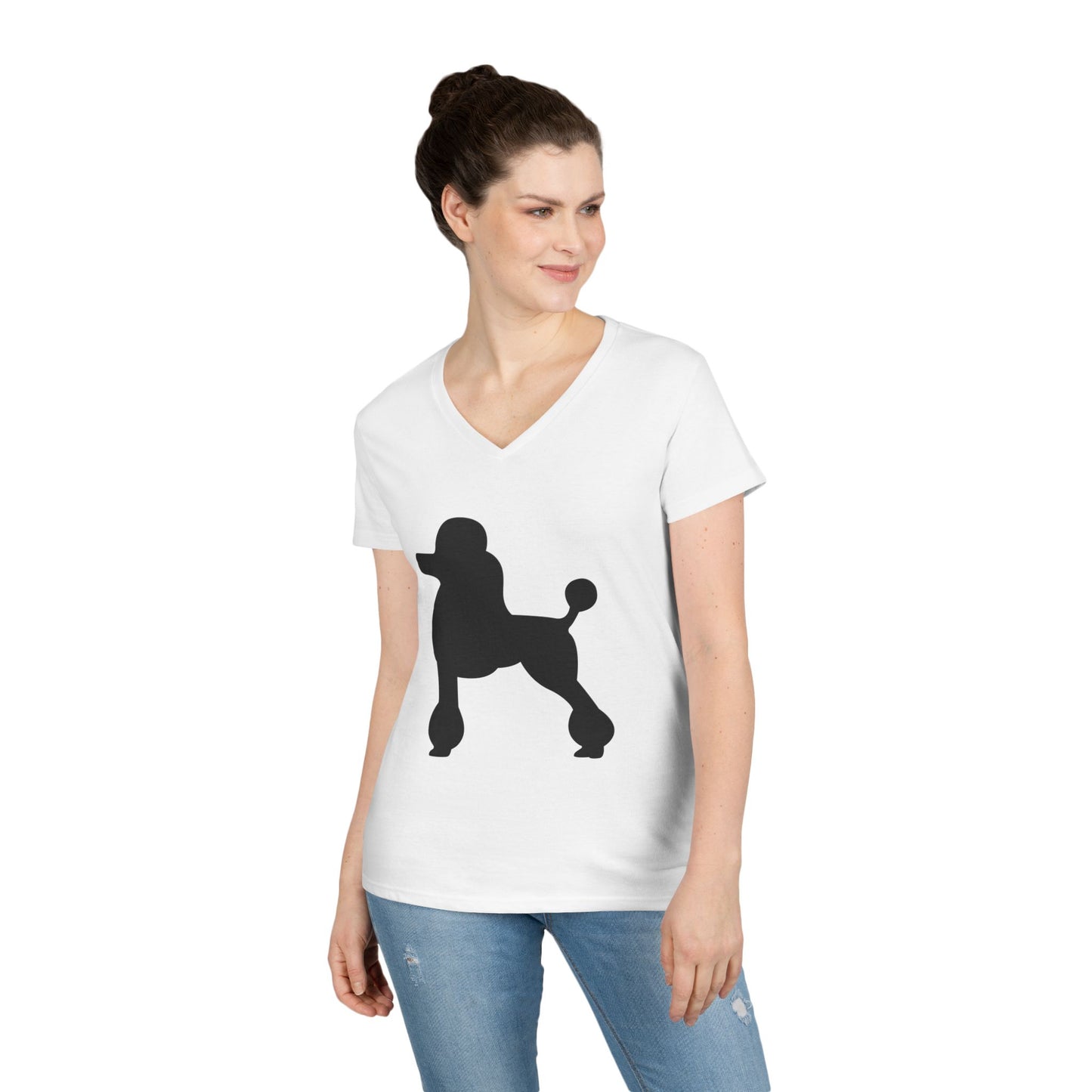 Poodle Silhouette Women's V-Neck T-Shirt