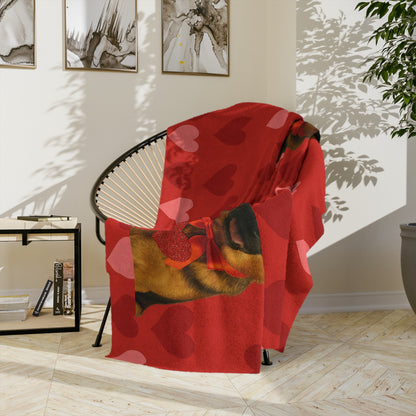 Cupid's Companion German Shepherd Velveteen Microfiber Blanket