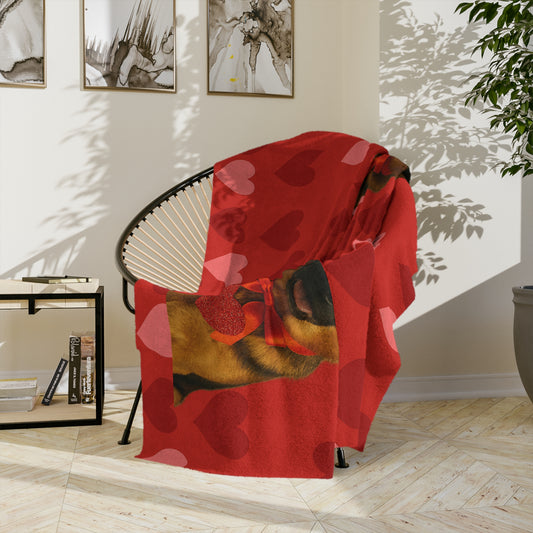 Cupid's Companion German Shepherd Velveteen Microfiber Blanket