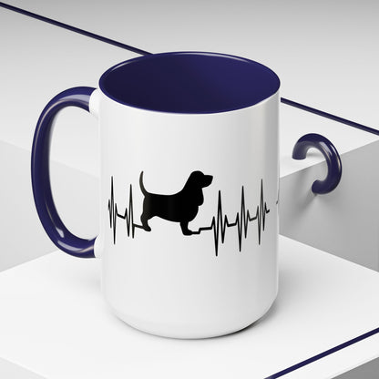 My Heart Beats For Bassets 2-Tone Coffee Mug
