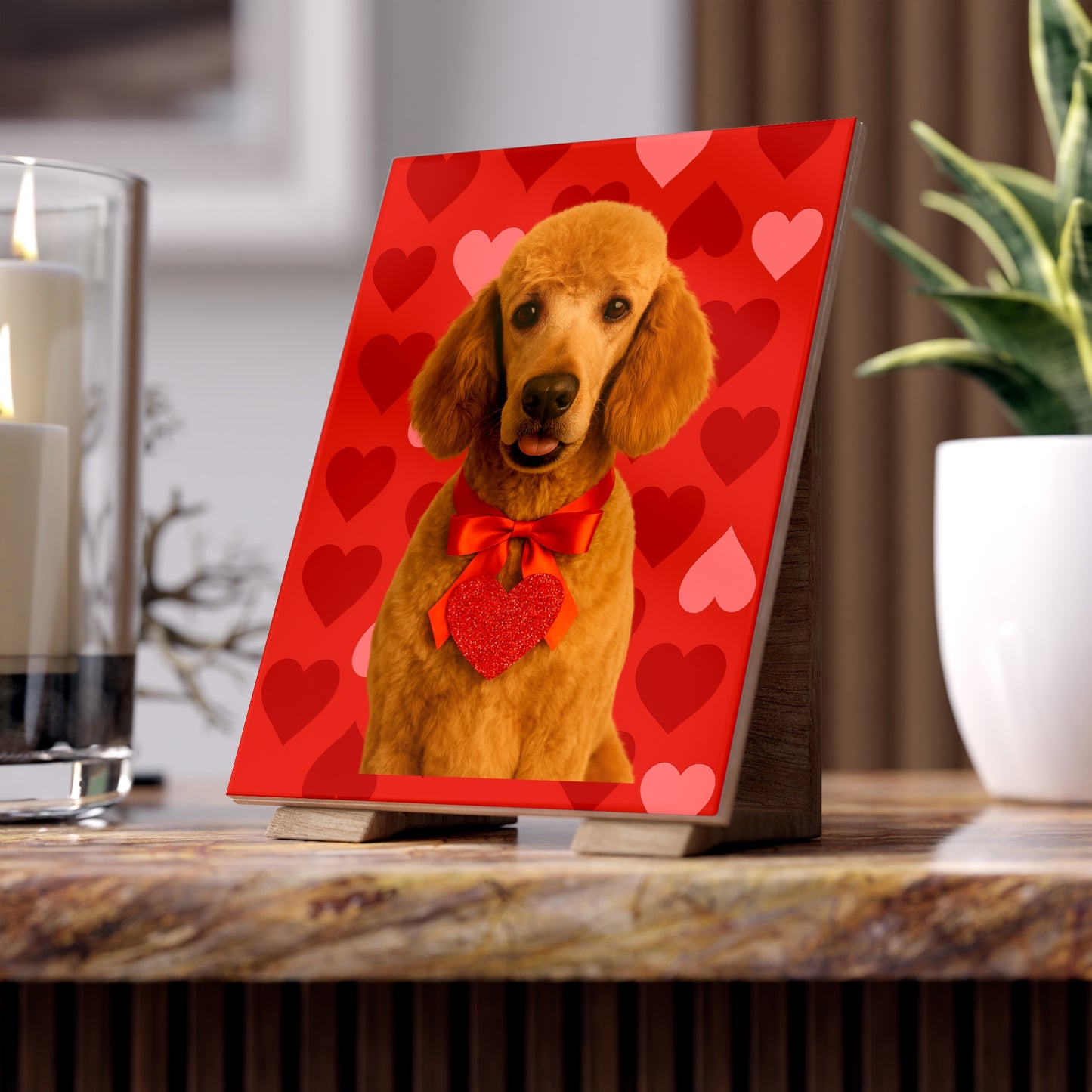 Cupid's Companion Poodle Ceramic Photo Tile