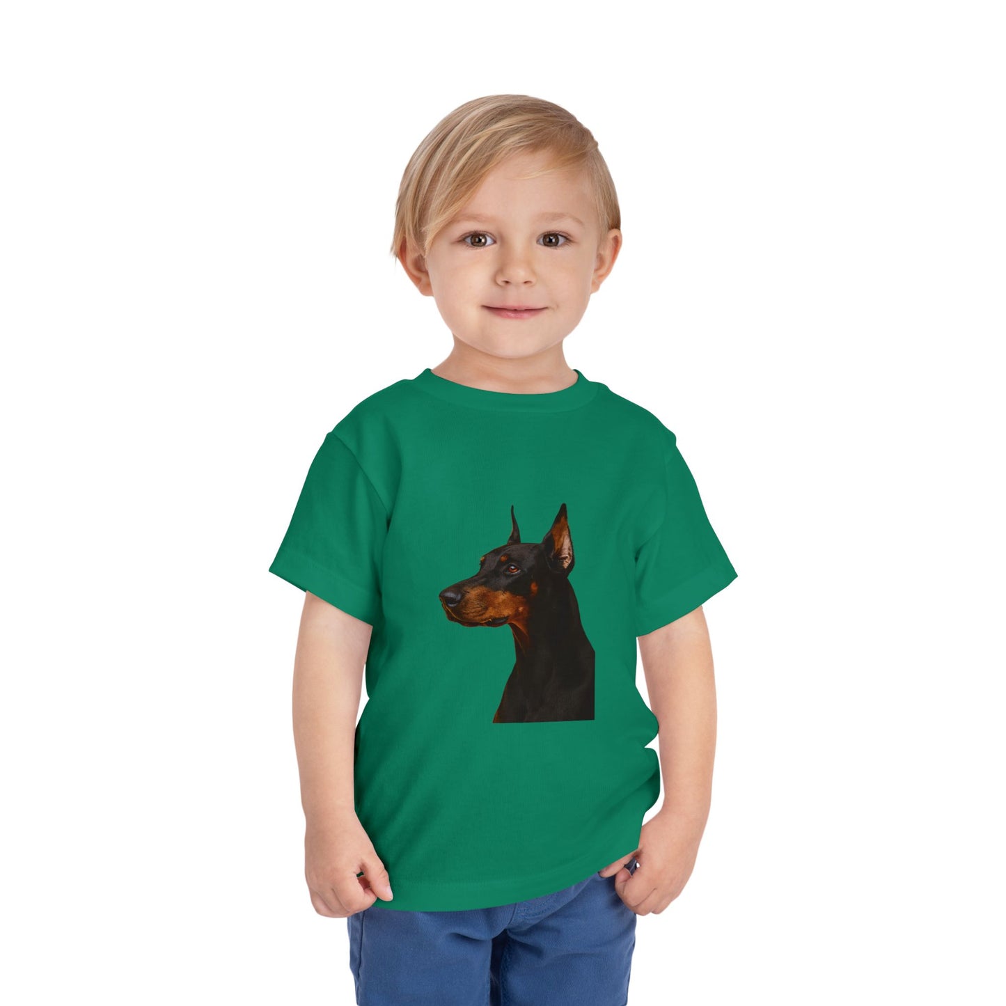 Doberman Head Toddler Unisex Short Sleeve Crewneck Tee