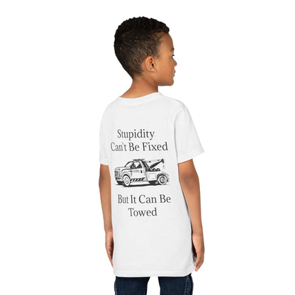 Stupidity Wheel Lift Tow Truck Youth Unisex Short Sleeve Crewneck Tee